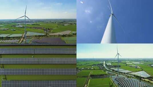 新能源 环保 风力发电 鱼米之乡 新农村高清在线视频素材下载