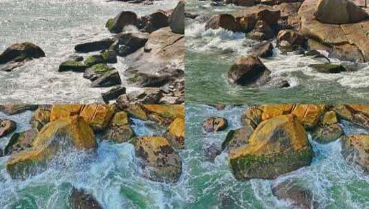 海浪拍打礁石自然风光高清在线视频素材下载