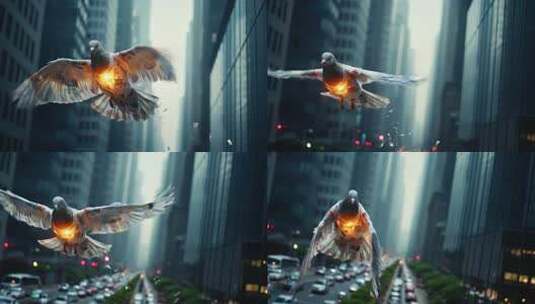 城市中飞翔的鸽子高清在线视频素材下载