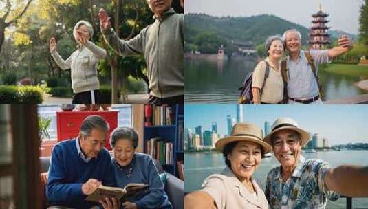 老年人老人夫妇幸福晚年生活ai素材原创高清在线视频素材下载