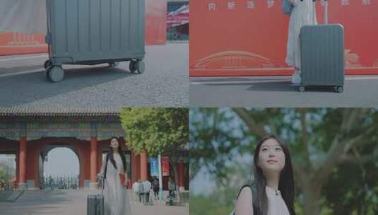 大学美女新生报到高清在线视频素材下载