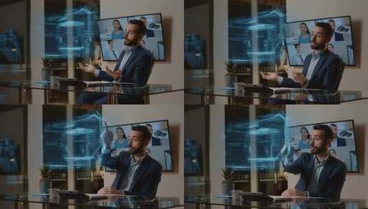 商务人士视频会议沟通场景高清在线视频素材下载