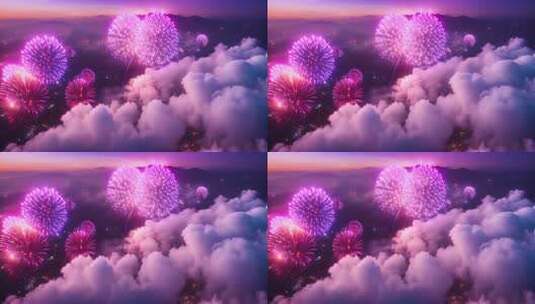 云端绚丽烟花美景高清在线视频素材下载