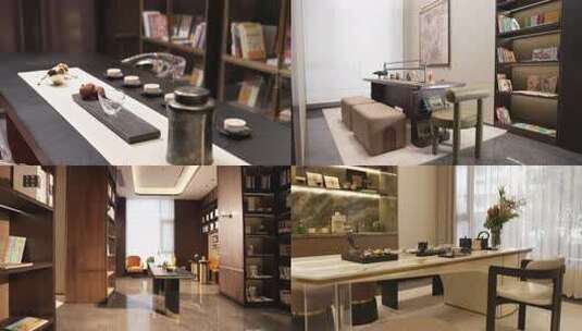 现代风格书房茶室装修场景（合集）高清在线视频素材下载