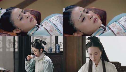 古代女子生病喝药高清在线视频素材下载