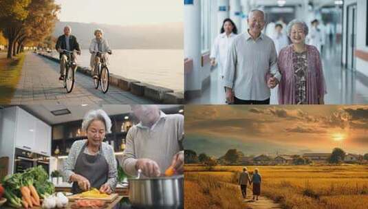 老人老年人夫妇幸福晚年生活ai素材原创高清在线视频素材下载