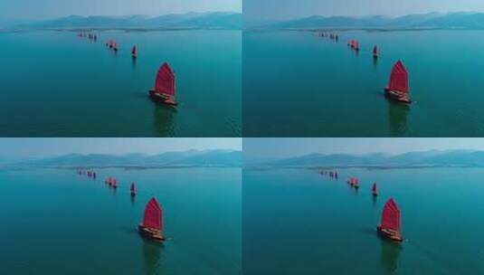 乘风破浪扬帆起航海鸥帆船航行海浪高清在线视频素材下载