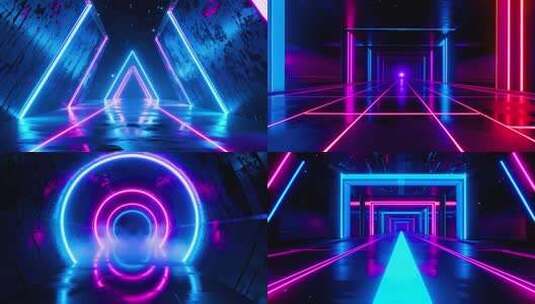 4k霓虹动感炫酷赛博朋克穿梭背景合集高清在线视频素材下载