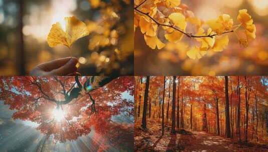 秋天 银杏高清在线视频素材下载