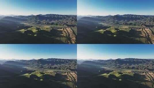 航拍日出阳光下的甘南甘加秘境风光高清在线视频素材下载