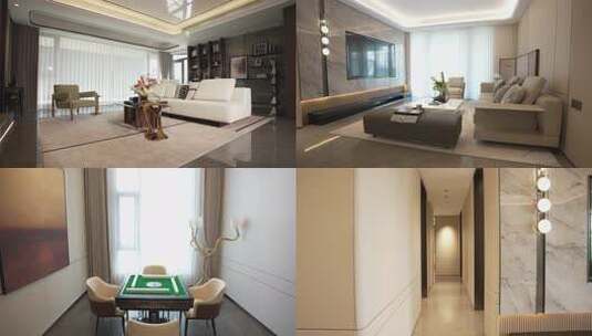 四代宅超大客厅室内装修场景高清在线视频素材下载