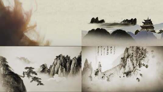 水墨山水古风背景素材高清在线视频素材下载
