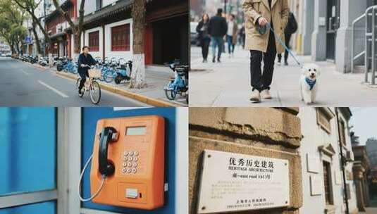 城市人文烟火气上海老街景城市日常生活场景高清在线视频素材下载