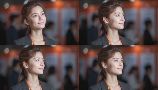 职场女性自信微笑展望未来高清在线视频素材下载