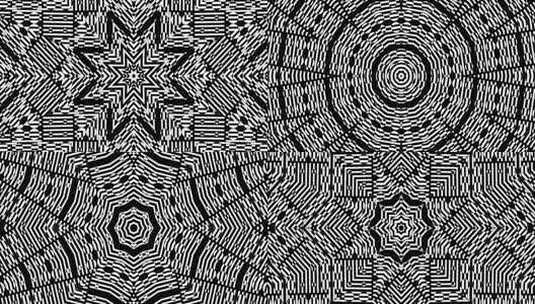 312 4K时尚动感黑白图形简洁万花筒背景高清在线视频素材下载