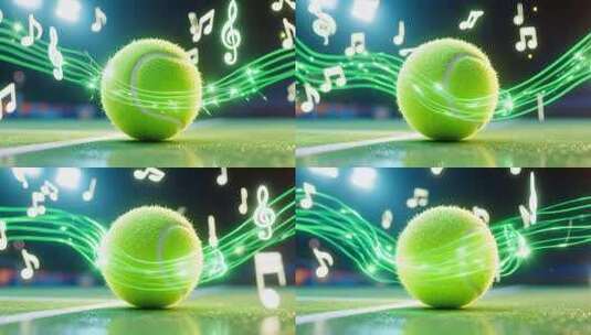 带音符特效的网球高清在线视频素材下载