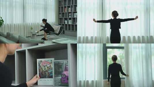 女生居家休闲放松高清在线视频素材下载