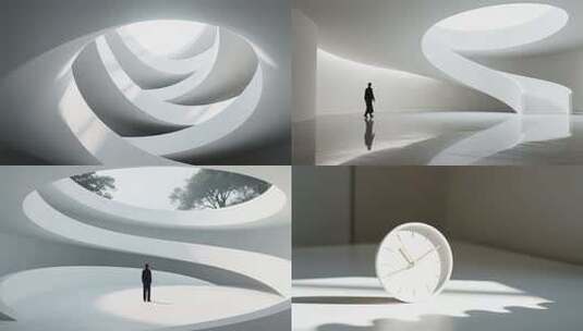 极简白色室内设计展厅展示高清在线视频素材下载