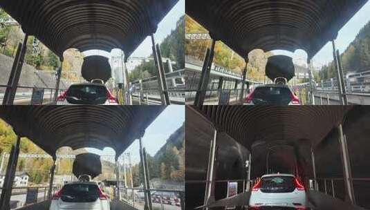 瑞士valais车辆在山间站点通过场景高清在线视频素材下载