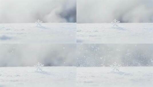 唯美冬季雪地单颗雪花微距特写视频高清在线视频素材下载