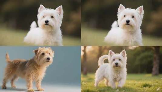 站立的毛发蓬松小狗素材高清在线视频素材下载