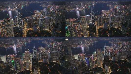 香港维多利亚港夜景航拍高清在线视频素材下载