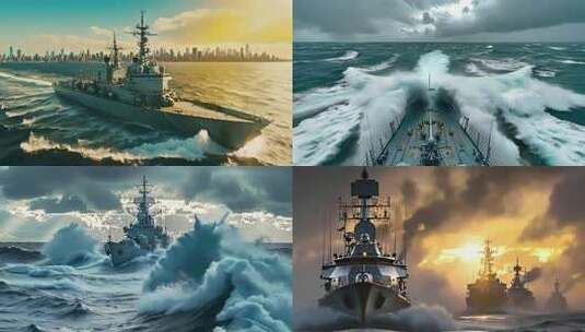 舰队乘风破浪前行合集高清在线视频素材下载