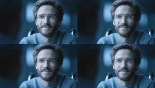 科技行业精英人物面部特写微笑高清在线视频素材下载