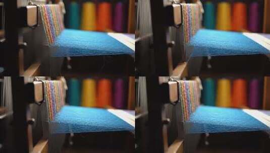 织布机纺织多彩布料高清在线视频素材下载