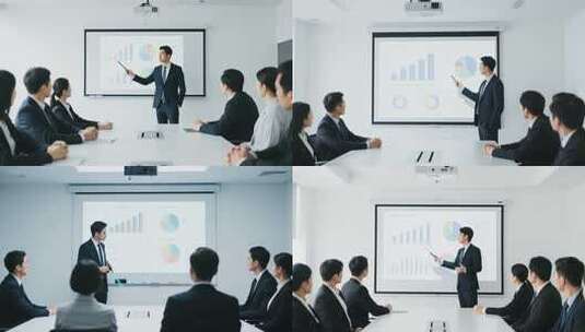 商务人士会议室汇报演讲场景高清在线视频素材下载