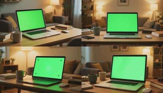 居家绿屏笔记本电脑素材高清在线视频素材下载