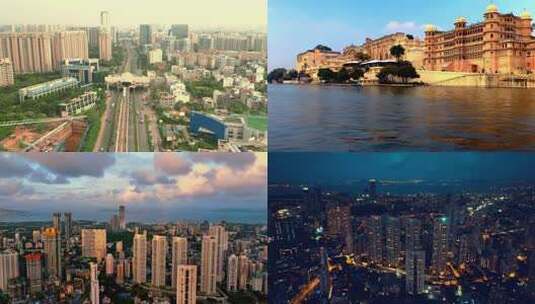 印度城市高楼及标志性建筑航拍高清在线视频素材下载