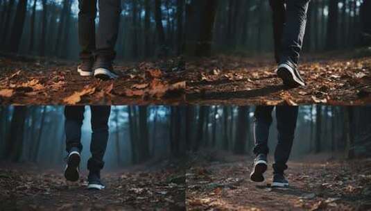 男子在森林中行走的素材高清在线视频素材下载