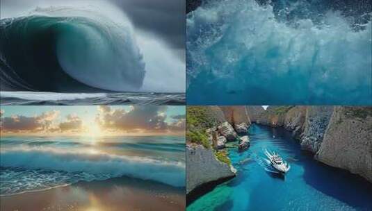 大海海洋海浪唯美汹涌空镜ai素材原创高清在线视频素材下载