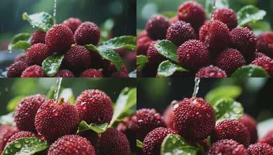 新鲜杨梅特写画面高清在线视频素材下载