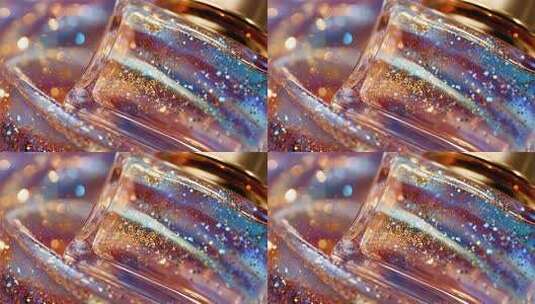 微距特写闪光液体玻璃瓶素材高清在线视频素材下载