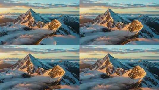 雪山云海日出全景高清在线视频素材下载