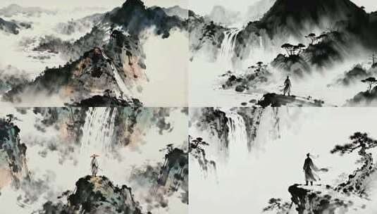 武侠人物 水墨高清在线视频素材下载