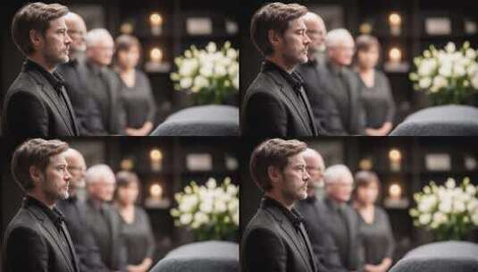 葬礼上肃穆的送别亲人场景高清在线视频素材下载