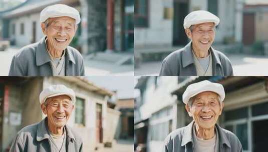 微笑的老年男性户外特写高清在线视频素材下载