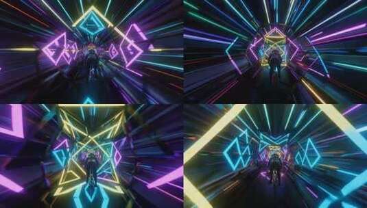 动感霓虹隧道骑行素材高清在线视频素材下载