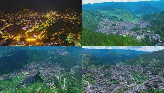 贵州黔东南西江千户苗寨航拍（合集）高清在线视频素材下载