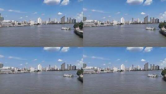 广东省广州沙面白鹅潭蓝天白云江景高清在线视频素材下载