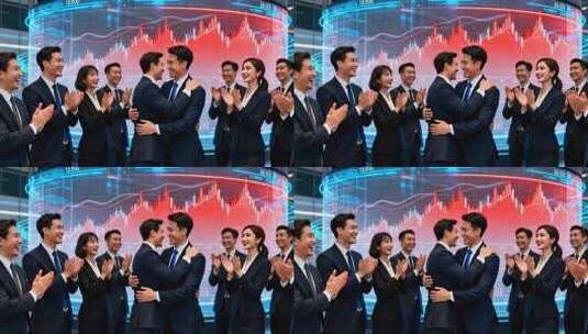 商务人士金融场景庆祝拥抱高清在线视频素材下载