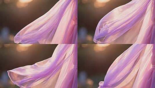 飘逸粉色纱裙随风轻扬高清在线视频素材下载