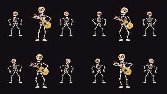 骷髅动画角色弹奏吉他高清在线视频素材下载