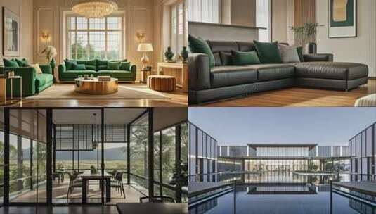 沙发家具现代别墅建筑与室内设计奢华住宅高清在线视频素材下载