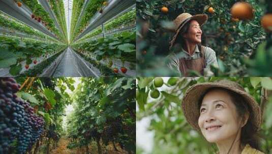 温室大棚草莓种植场景高清在线视频素材下载