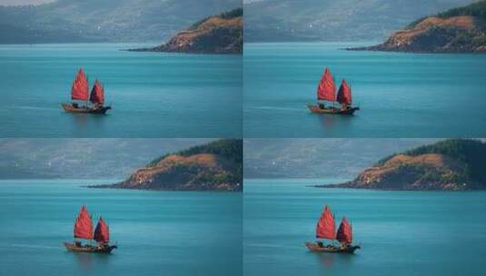 乘风破浪扬帆起航海鸥帆船航行海浪高清在线视频素材下载