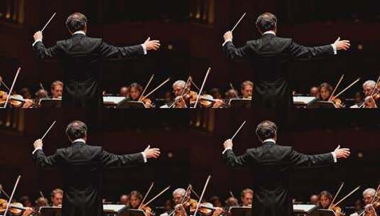指挥家指挥交响乐团演奏场景高清在线视频素材下载